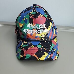 Field‎ Grade F Off Respectfully Colorful Splatter Trucker Adjustable Hat Cap